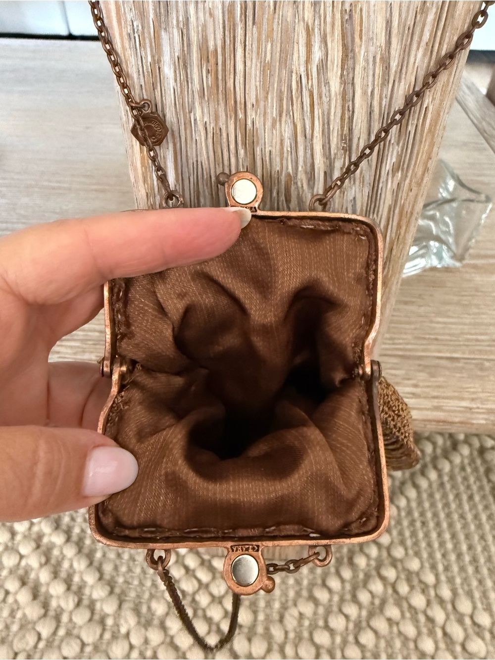Vintage Beaded Metallic Bronze Evening Clutch - Picture 7 of 8